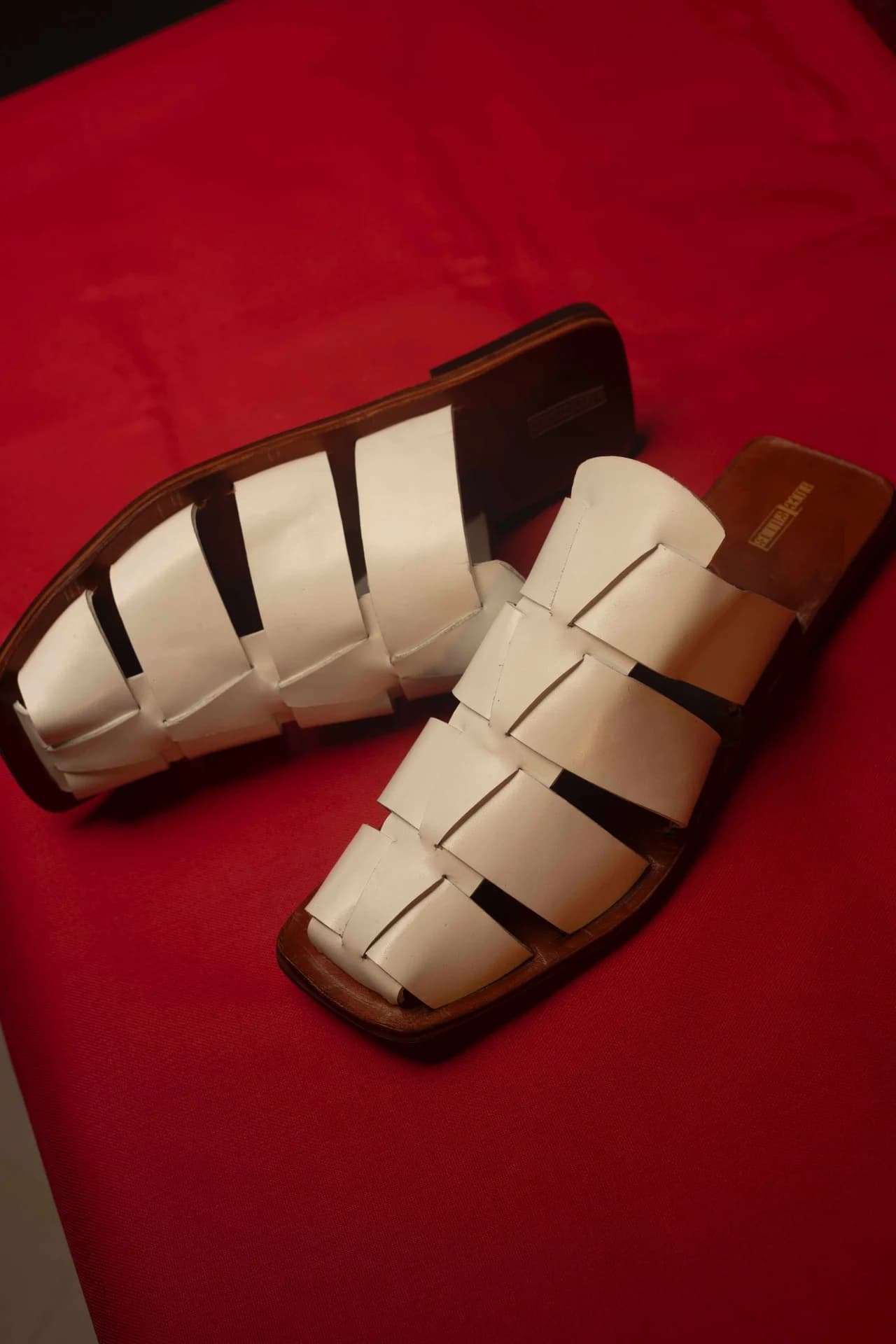 White Woven Leather MULES